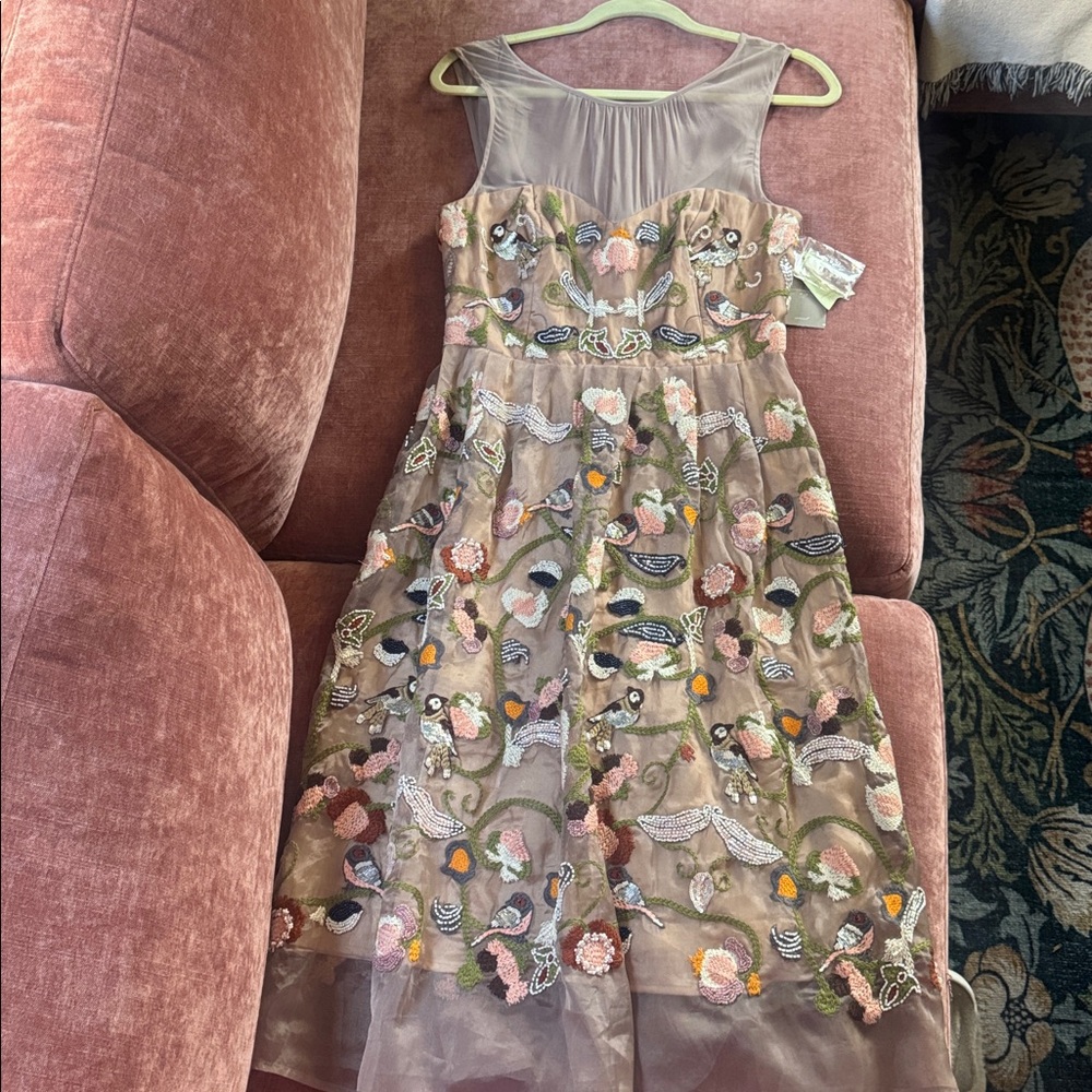 Moulinette Soeurs “Novelette” Anthropologie Mesh Embroidered Floral Dress NWT - Picture 4 of 12